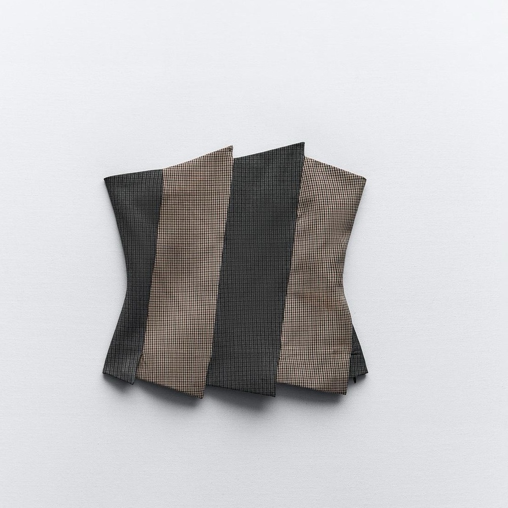 Zara Black and Brown Striped Cropped Corset Top